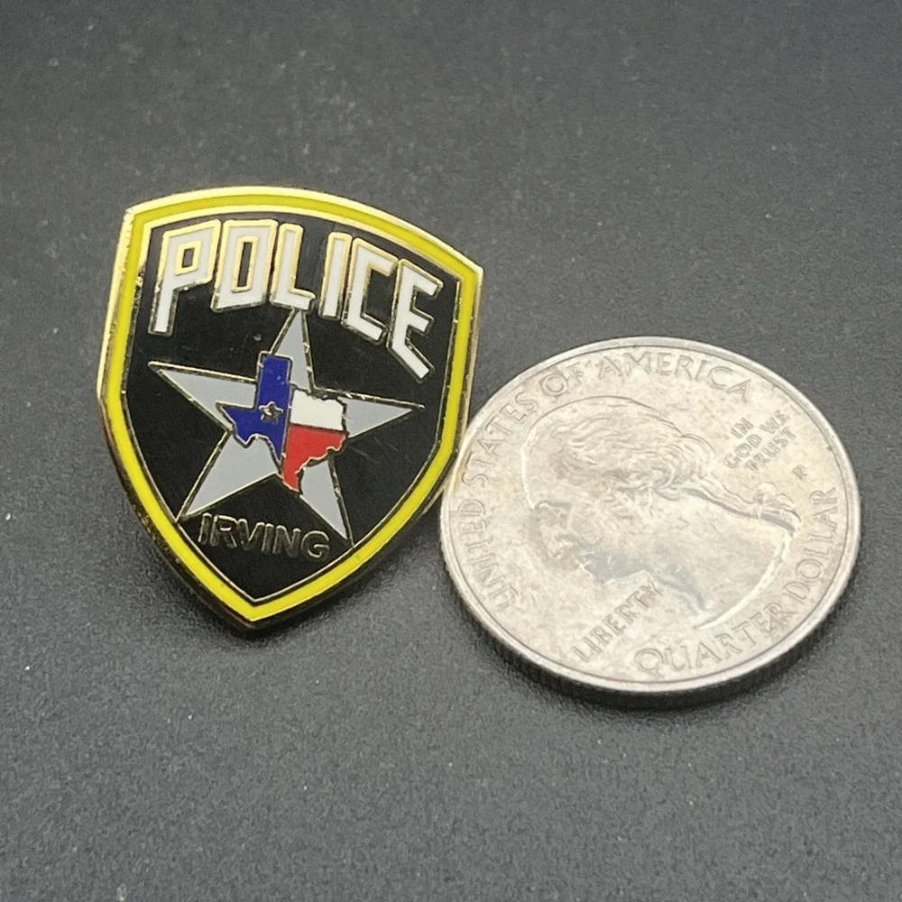 Irving Texas Police Shield‎ Crest State Flag Lapel Hat Pin